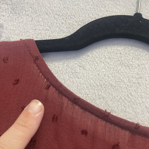 NWT Torrid Swiss Dot Midi Dress Womens 4X 26 Maroon Surplice Wrap Pocket Boho - Picture 15 of 15